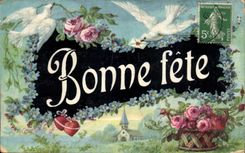 CPA Bonne celebra el corazon de las flores de las palomas