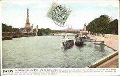 CPA Paris the Seine seen of the Bridge of the Harmony One of the prettiest panoramas of Paris Barges