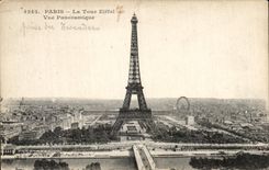CPA Paris La Tour Eiffel Vue Panoramique Grande Roue 