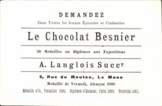 La calle de Besnier Langlois del chocolate de Publcite del pajaro de las rosas de las flores de la fantasia de CPA de las ovejas sirve
