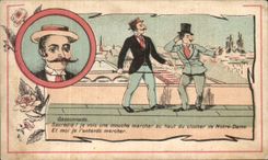 Chromo Gasconnade Sacredie je vois une mouche marcher au haut du clocher de Notre Dame Coco d'Espagne Coco d'Alsace 