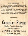 Chromo Chocolat Pupier Sainte Etienne Oiseaux Linottes
