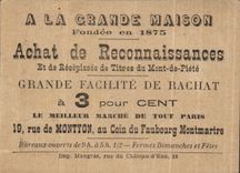 Chromo A La Grande Maison Fondee Achat de Reconnaissances Rue de Montyon Coin du faubourg Montmartre Paris Giralduc Actr