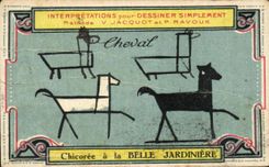 Chromo Chicoree Belle Jardiniere Cheval Pastilles Chausson 