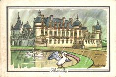 Image Castle of Chantilly swans