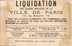 Chromo A La Ville De Paris Liquidation Enfants Rue Montmartre