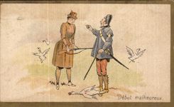 Chromo A Francois Les Bas Bleus Specialite de Flanelles en pieces et contectionees Chasseur Chasse