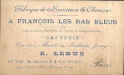 Chromo A Francois Les Bas Bleus Specialite de Flanelles en pieces et contectionees Chasseur Chasse