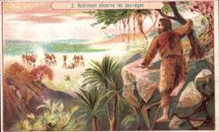 Chromo Robinson Observe Les Sauvages Moka leroux 