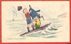 Chromo Aide toi le ciel t'aidera Barque Enfant Radeau 
