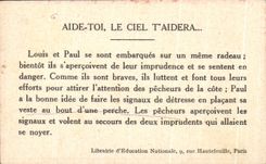 Chromo Aide toi le ciel t'aidera Barque Enfant Radeau 
