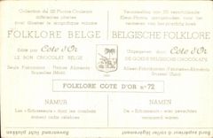 Belgian image Folklore the good Belgian Chocolate Namur Echasseurs whose combat were formerly famous