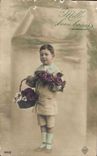 CPA Fantaisie Enfant Garcon Fleurs 