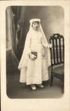 CARTE PHOTO Enfant Communiante Folklore 