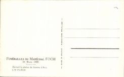 CPA Funeral Of the Marshal Foch Mans In front of Statue Of Jeanne D' Arc Militaria March 1929