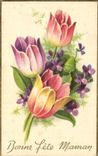 CPA Fantaisie Fleurs Bonne fete maman