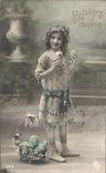 CPA Fantaisie Enfant Joyeuses Paques oeufs