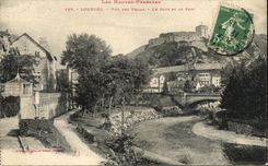 CPA Lourdes Vue Des Villas Le Gave et le fort