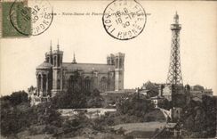 CPA Lyon Notre Dame Of fourviere and the mettalic tower