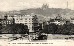 CPA Lyon the Lafayette Bridge And the Slope De Fourviere