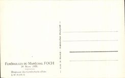 CPA Funerailles Du Marechal Foch Mars Drapeaux des Combattants allies Mars 1929 Paris Militaria