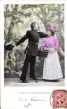 CPA Laisse moi vous Peindre ma Flamme Fantaisie Femme Militaria