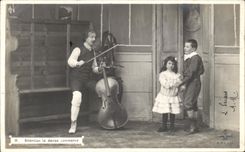 CPA Fantaisie Le maitre a danser Enfants Violoncelle 