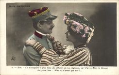 CPA Fantaisie Femme Mon officier Militaria