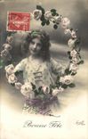 CPA Fantaisie Enfant Fille Fleurs
