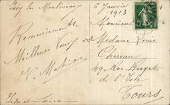 CPA Fantaisie langage des fleurs Fere a cheval Rose Myosotis Oeuillet Houx Gui Lilas 