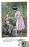 CPA Fantaisie Femme Couple Laitiere