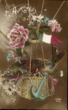 CPA Fantaisie Poisson Ballon dirigeable Paques