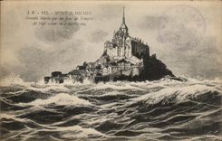 CPA Mont St michel Grande Maree par un Jour de Tempete 