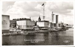 CPA Exposition Internationale Paris Les Pavillons De La Suede De La Tchecoslovaquie Et Des Etats Unis Vue Du Pont d'Lena