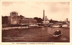CPA Exposition Internationale Paris 1937 Vue D'Ensemble A Gauche Le Pavillon De La CGT Tour Eiffel