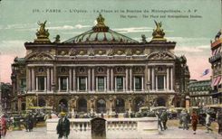 CPA Paris L'opera Le Place et la Station du Metropolitain Metro