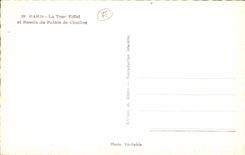 CPA Paris the Eiffel Tower and Bassin of the Palate of Chaillot