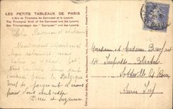 Pequenas tablas de CPA de Paris Arc De Triomphe del carrusel y del Louvre