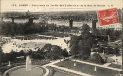 Panorama de CPA Paris del jardin de Tileries And el Louvre de Street De Rivoli