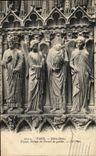 CPA Paris Notre Dame Frontage Statues Of the Gate Of Left