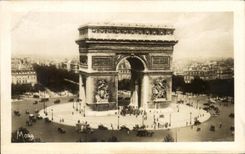 Pequenas tablas de CPA de Paris el lugar de Etoile y de Arc De Triomphe