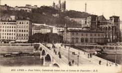 CPA Lyon Bridge Tilsitt Cathedral Saint Jean and Coteau of Fourviere