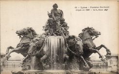 CPA Lyon Fountain Bartholdi erigee in 1892 Horses Horse