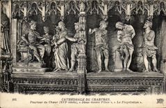 CPA Cathedrale de Chartres Pourtour du Choeur Jesus devant Pilate La Falgellation