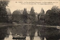 CPA Paris the Park of the Chaumont Hillocks the Suspended bridge and the Lake