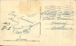 CPA Lourdes La Basilique et le Gave Vus du donjon du Chateau Fort