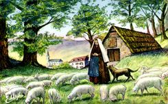 CPSM Lourdes Bernadette Bartres Gardant les Moutons 