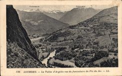 CPA Lourdes La Vallee d'Argeles vue du Funiculaire du Pic du Jer