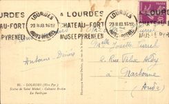 CPA Lourdes Statue De Saint Michel Calvaire Berton La Basilique