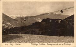 CPA Lourdes Tefeferique du Beout Paysage survole vers le Montaigu 